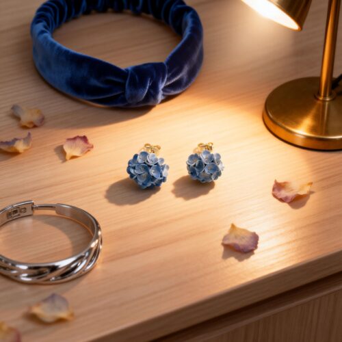 Blue Hydrangea Blossom Earrings