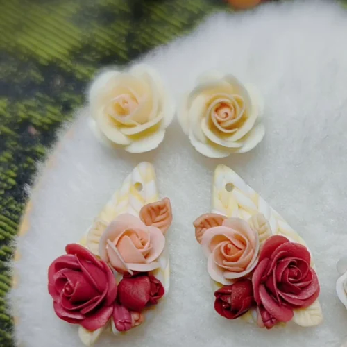 Rose Polymer Clay Earrings