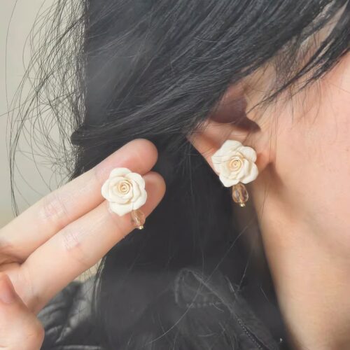 Champagne Rose Polymer Clay Earrings