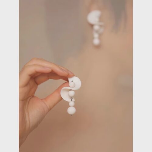 Elegant South Moon Polymer Clay Earrings
